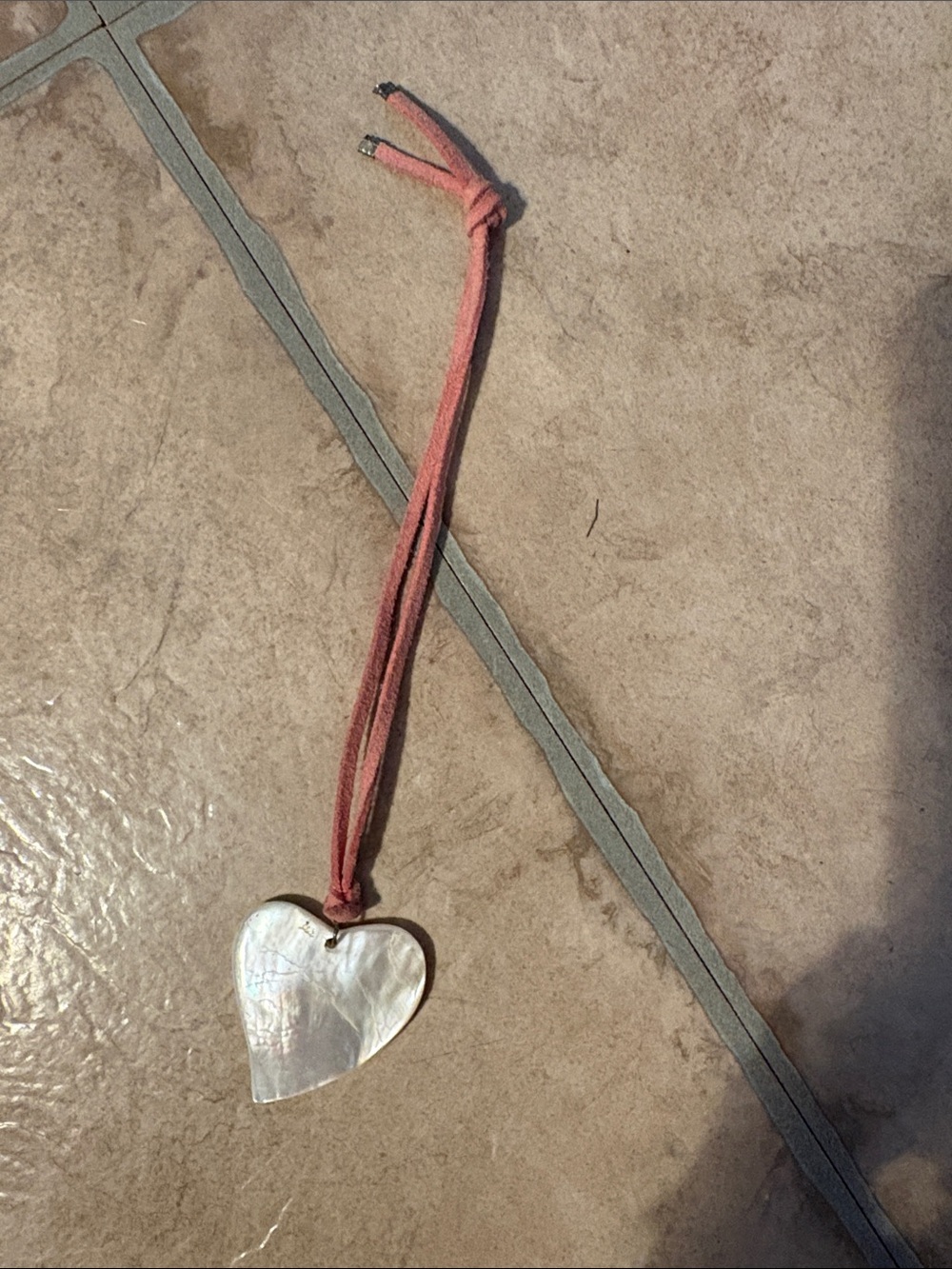 Heart Pendant with Pink Suede Cord